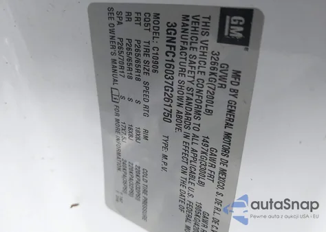 2007 Chevrolet Suburban 1500 Lt z USA, uszkodzony, nr VIN 3GNFC16037G261750